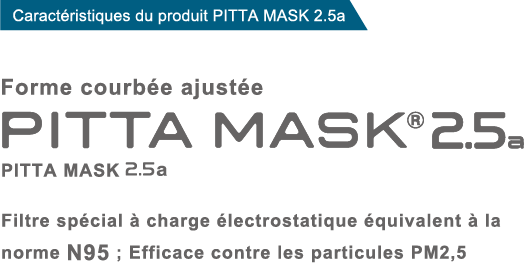 Forme courbée ajustée PITTA MASk 2.5a PITTA MASK 2.5a Filtre spécial à charge électrostatique équivalent à la norme N95 ; Efficace contre les particules PM2,5