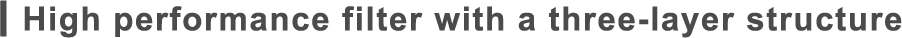 High performance filter with a three-layer structure