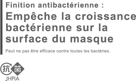 Finition antibactérienne : Empêche la croissance bactérienne sur la surface du masque Peut ne pas être efficace contre toutes les bactéries.