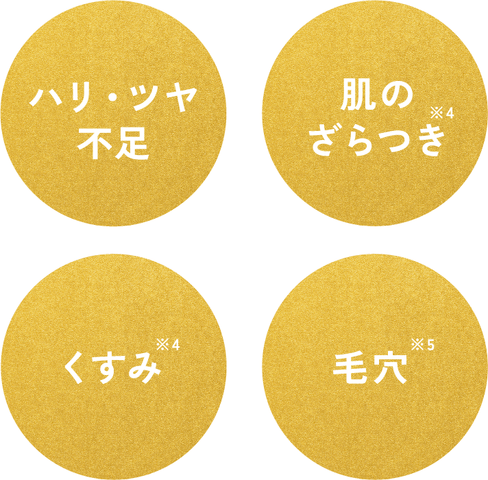 ハリ・ツヤ不足 肌のざらつき くすみ 毛穴